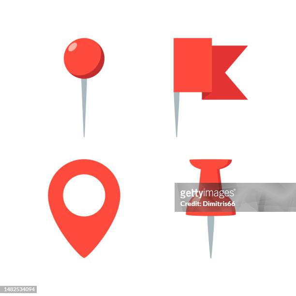 standort- und karten-pin-icon-set - stecknadel stock-grafiken, -clipart, -cartoons und -symbole