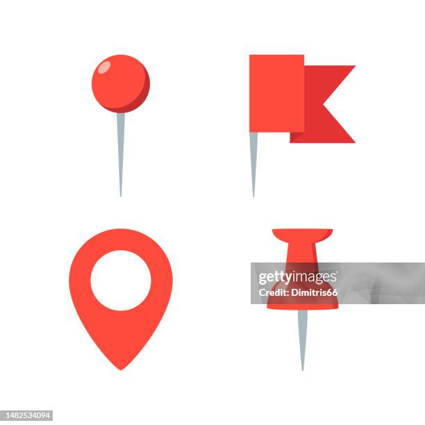 location and map pin icon set - marker stock illustrations