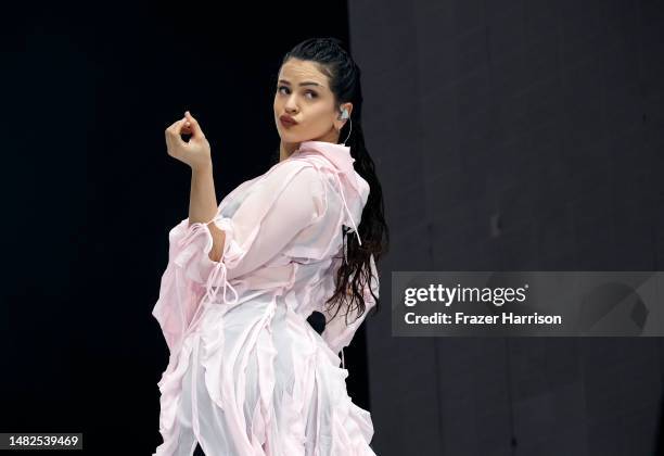 Rosalía performs at the Coachella Stage during the 2023 Coachella Valley Music and Arts Festival on April 15, 2023 in Indio, California.