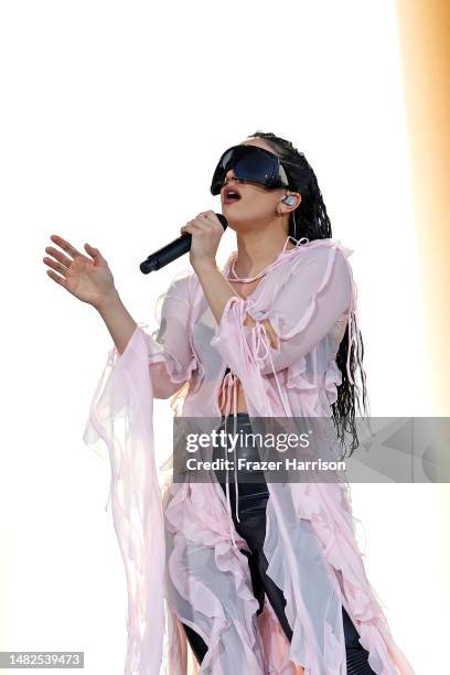 Rosalía performs at the Coachella Stage during the 2023 Coachella Valley Music and Arts Festival on April 15, 2023 in Indio, California.