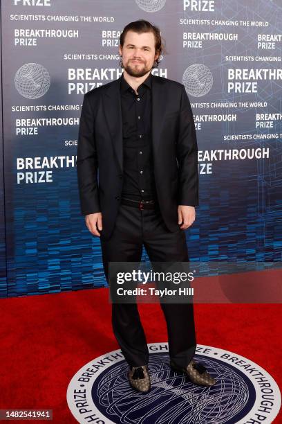 Magnus Carlsen attends the 9th annual Breakthrough Prize ceremony at Academy Museum of Motion Pictures on April 15, 2023 in Los Angeles, California.