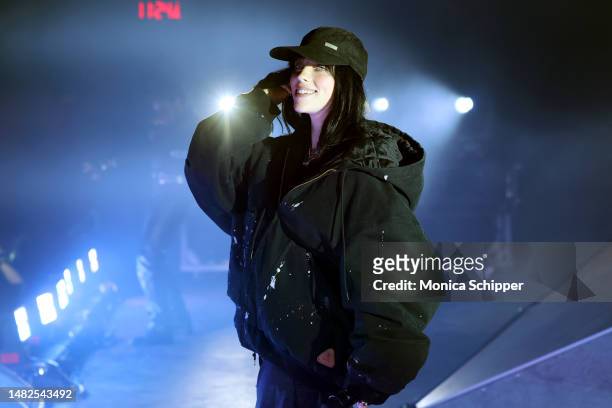 Billie Eilish performs with Labrinth at the Mojave Tent during the 2023 Coachella Valley Music and Arts Festival on April 15, 2023 in Indio,...
