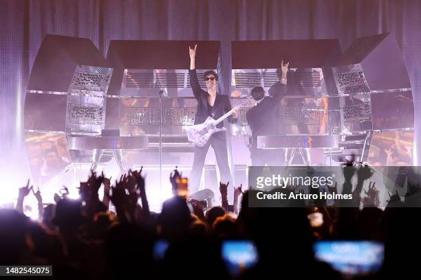 Dave 1 and P-Thugg of Chromeo perform at the Outdoor Theatre during the 2023 Coachella Valley Music and Arts Festival on April 15, 2023 in Indio,...