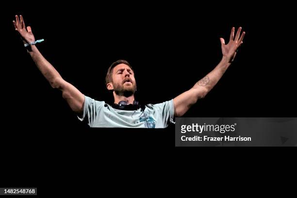 Calvin Harris performs at the Coachella Stage during the 2023 Coachella Valley Music and Arts Festival on April 15, 2023 in Indio, California.