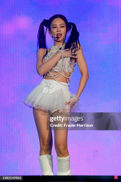 Jennie of BLACKPINK performs at the Coachella Stage during the 2023 Coachella Valley Music and Arts Festival on April 15, 2023 in Indio, California.