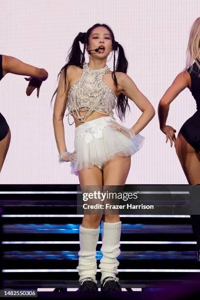 Jennie of BLACKPINK performs at the Coachella Stage during the 2023 Coachella Valley Music and Arts Festival on April 15, 2023 in Indio, California.