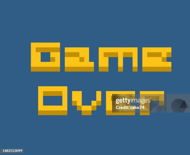 game over pixel style - game over short phrase stock illustrations