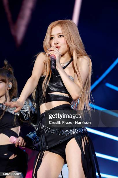 Rosé of BLACKPINK performs at the Coachella Stage during the 2023 Coachella Valley Music and Arts Festival on April 15, 2023 in Indio, California.
