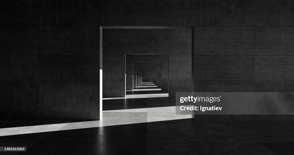 The endless square concrete tunnel