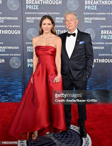 Katharine McPhee and David Foster attend the 9th Annual Breakthrough Prize Ceremony at Academy Museum of Motion Pictures on April 15, 2023 in Los...