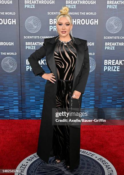 Christina Aguilera attends the 9th Annual Breakthrough Prize Ceremony at Academy Museum of Motion Pictures on April 15, 2023 in Los Angeles,...