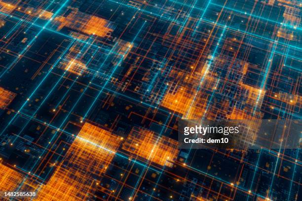 electronic industry or circuit board - artificial neural network stock illustrations