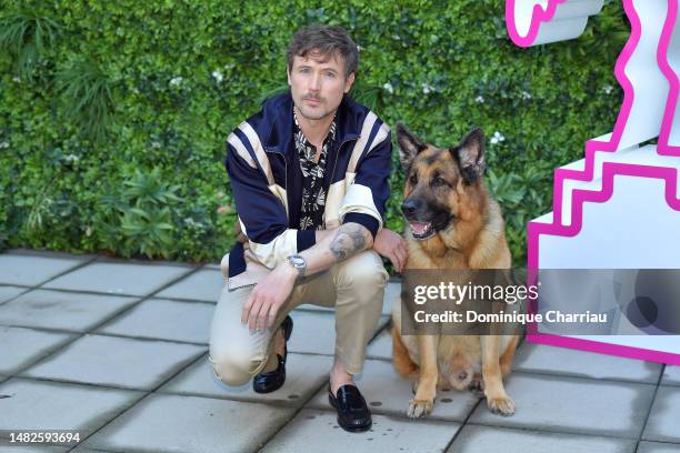 John Reardon and Diesel Vom Burgimwald aka Rex attend the Hudson & Rex Photocall during the 6th Canneseries International Festival : Day Three on...