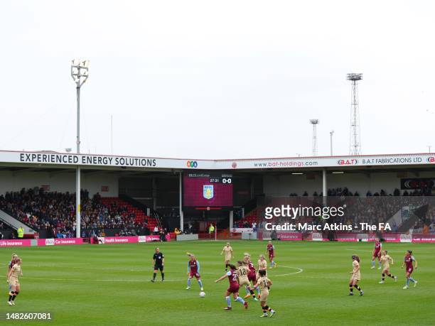 General view of play during the Vitality Women's FA Cup Semi Final match between Aston Villa and Chelsea FC at Poundland Bescot Stadium on April 16,...