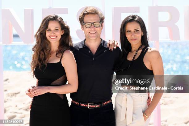 Lucie Lucas, Jamie Bamber, and Tamara Marthe attend the Cannes Confidential Photocall during Day Three of the 6th Canneseries International Festival...