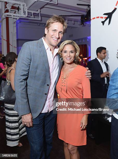 Personalities Curtis Stone and Cat Cora attend the Around The World in 80 Plates finale event at Metropolitan Pavilion on July 12, 2012 in New York...