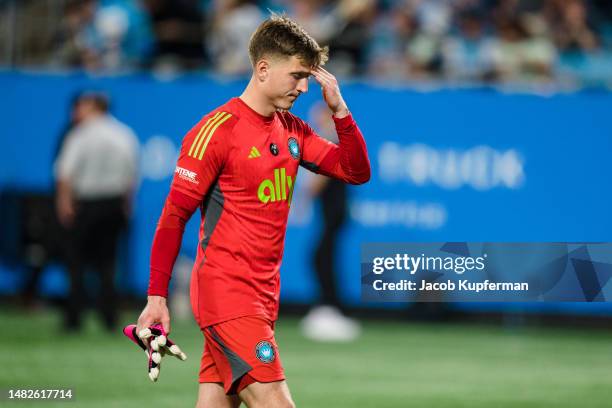 George Marks of Charlotte FC looks on after their game against the Colorado Rapids at Bank of America Stadium on April 15, 2023 in Charlotte, North...