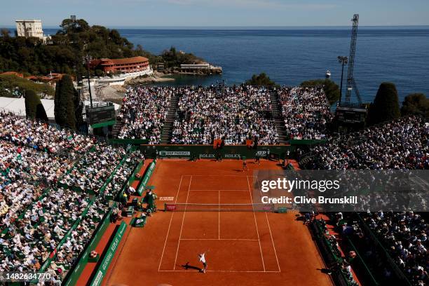 General view of Court Rainier II as Andrey Rublev plays against Holger Rune of Denmark in their singles final match during day eight of the Rolex...