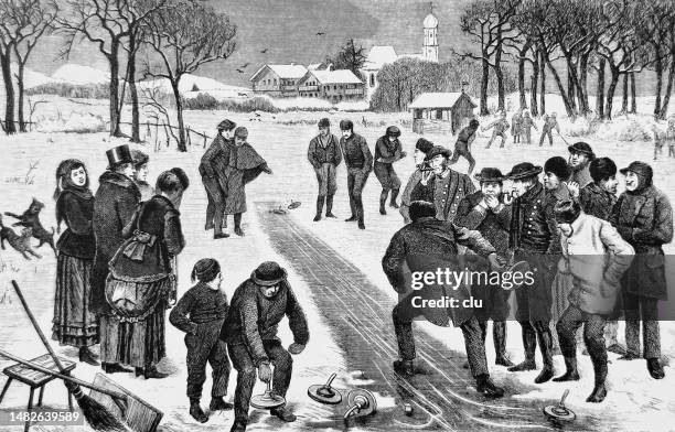 curling in bavaria - bavaria stock illustrations