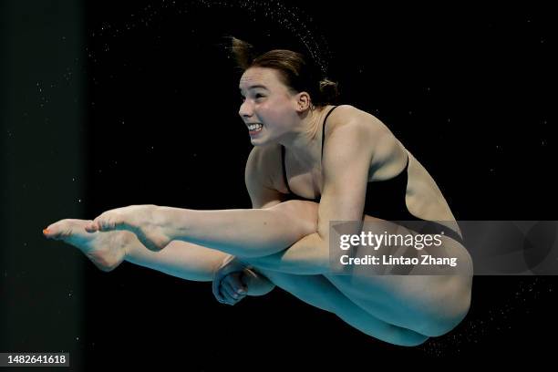 Yasmin Harper of Great Britain competes during the Women's 10m Platform Final on day theree of the World Aquatics Diving World Cup 2023 at Xi'an Aoti...