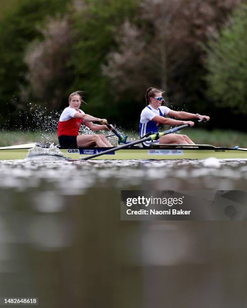 Helen Glover and Rebecca Shorten on their way to winning the A Final during the GB Rowing Trials and Small Boat British Championships at the Redgrave...