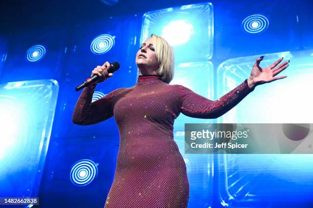 North Macedonia’s representative for Eurovision 2023, Tamara Todevska performs during the London Eurovision Party 2023 at the Outernet London on...