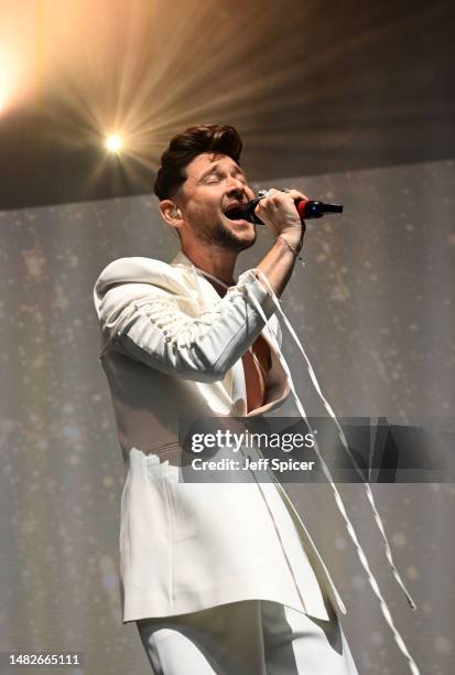 Special guest Eldar Gasimov performs during the London Eurovision Party 2023 at the Outernet London on April 16, 2023 in London, England.