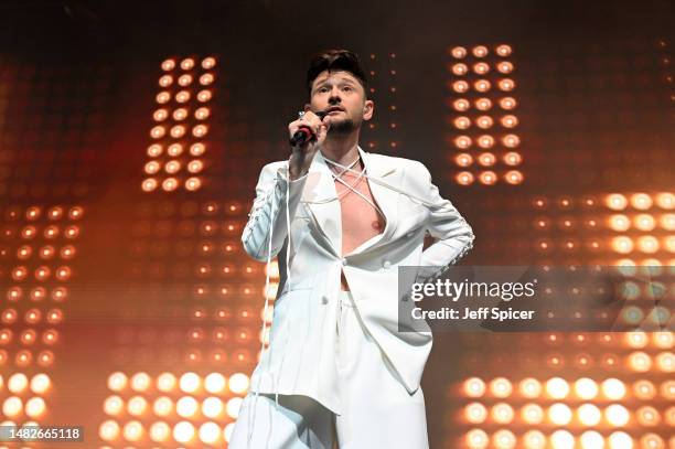 Special guest Eldar Gasimov performs during the London Eurovision Party 2023 at the Outernet London on April 16, 2023 in London, England.