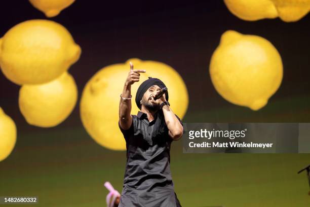 Diljit Dosanjh performs at the Sahara tent during the 2023 Coachella Valley Music and Arts Festival on April 15, 2023 in Indio, California.