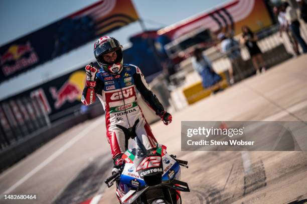 Alex Rins of Spain and LCR Honda Castrol rolls into parc ferme during the Race of the MotoGP Red Bull Grand Prix of The Americas at Circuit of The...