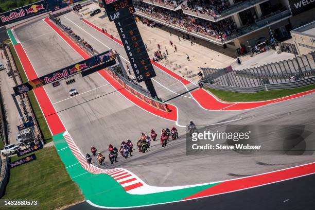 Race start - MotoGP riders brake into turn one during the Race of the MotoGP Red Bull Grand Prix of The Americas at Circuit of The Americason April...