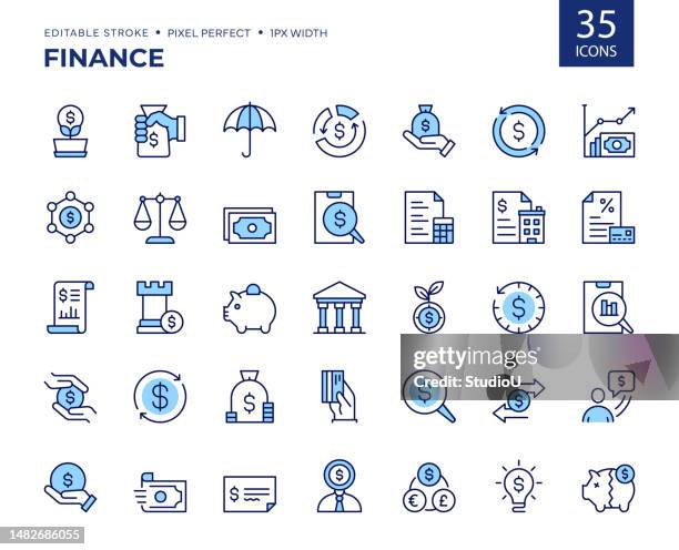 finance color line icons. - bank financial building 幅插畫檔、美工圖案、卡通及圖標