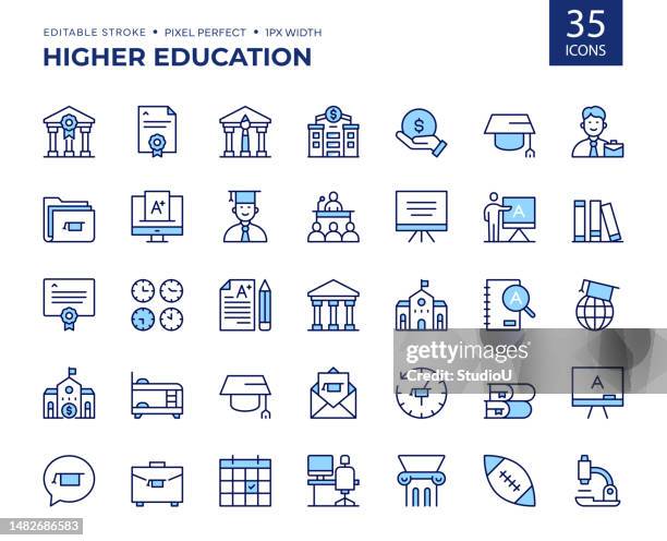 ilustrações, clipart, desenhos animados e ícones de ícones de linha de cor do ensino superior. - trabalhador de meio expediente