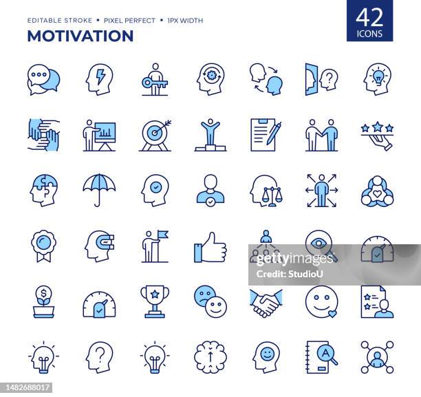 motivation color line icons. - winners podium icon stock illustrations