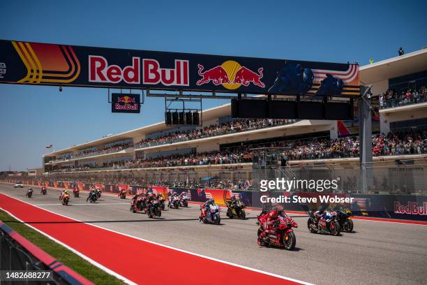 Lights out! MotoGP riders at the race start during the Race of the MotoGP Red Bull Grand Prix of The Americas at Circuit of The Americason April 16,...