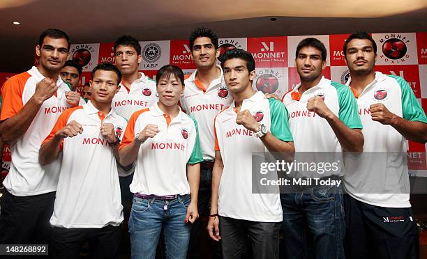 Olympic-bound Indian boxers at a send-off ceremony, News Photo