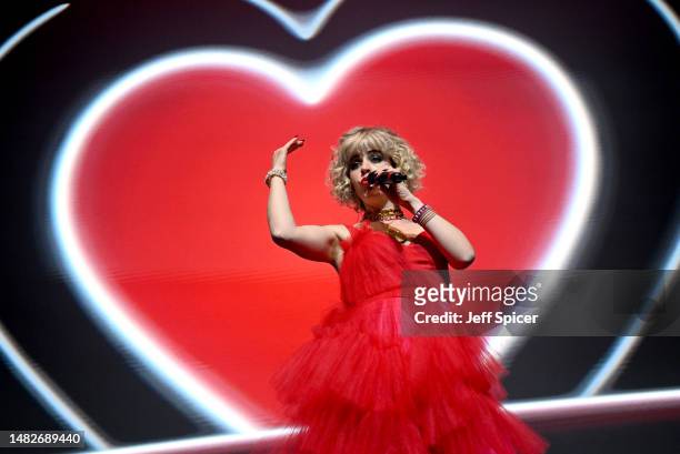 Portugal’s representative for Eurovision 2023, Mimicat performs during the London Eurovision Party 2023 at the Outernet London on April 16, 2023 in...
