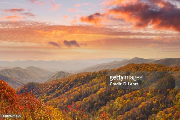 smokey atardecer en las montañas - appalachian trail fotografías e imágenes de stock