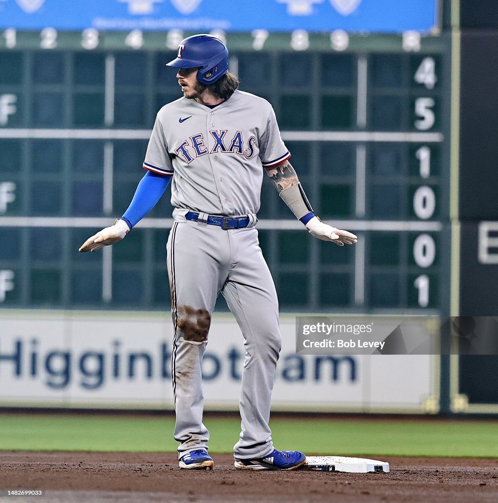Texas Ranger Heim Jonah Heim of the Texas Rangers doubles in the second inning against ...