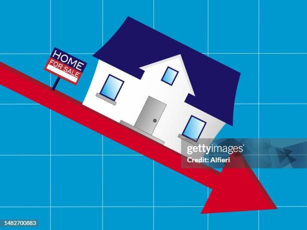 housing market arrow down - real estate developer stock illustrations