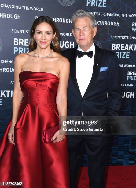 David Foster, Katharine McPhee arrives at the 9th Annual Breakthrough Prize Ceremony at Academy Museum of Motion Pictures on April 15, 2023 in Los...