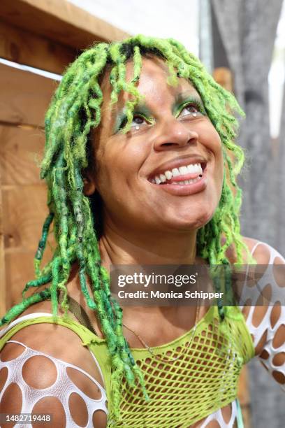 Aluna poses backstage during the 2023 Coachella Valley Music and Arts Festival on April 16, 2023 in Indio, California.