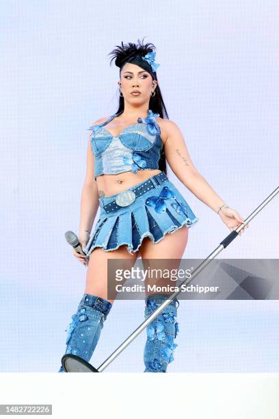 Kali Uchis performs at the Coachella Stage during the 2023 Coachella Valley Music and Arts Festival on April 16, 2023 in Indio, California.
