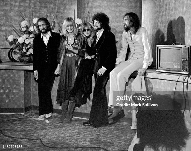 Musical group Fleetwood Mac John McVie, Christine McVie, Stevie Nicks, Lindsey Buckingham are interviewed in the press room following the 3rd Annual...