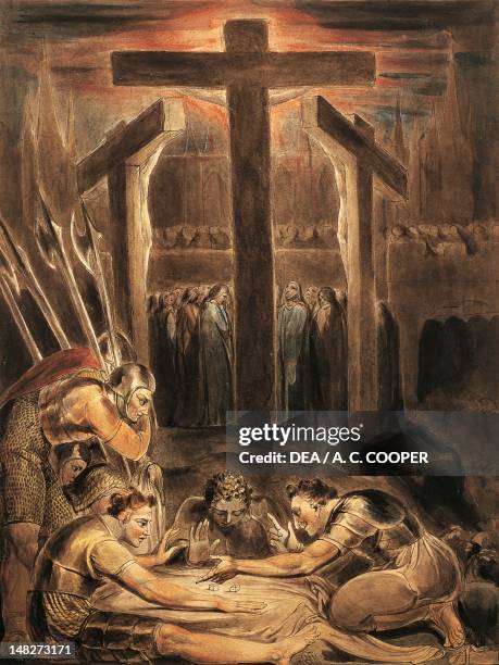 The soldiers casting lots for Christ's garments, by William Blake . ; Cambridge, Fitzwilliam Museum.