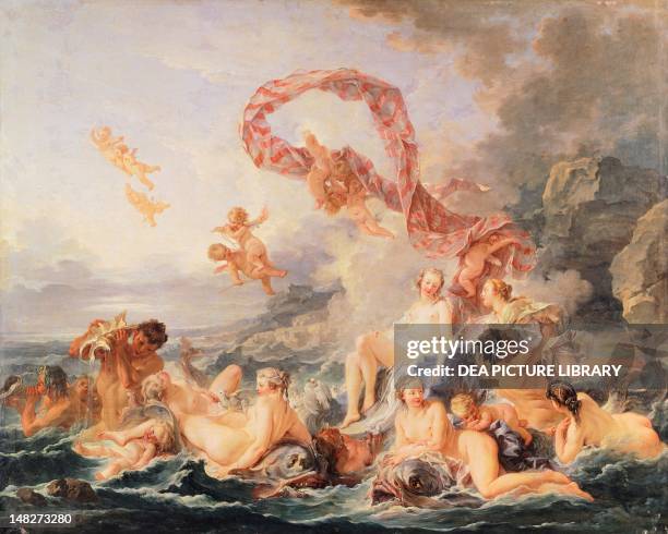 Birth of Venus by Francois Boucher , oil on canvas, 130x162 cm. ; Stockholm, Nationalmuseum .