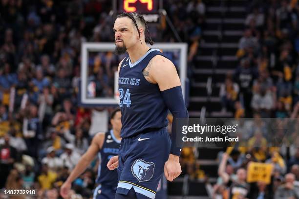 Dillon Brooks of the Memphis Grizzlies reacts during the game against the Los Angeles Lakers during Game One of the Western Conference First Round...