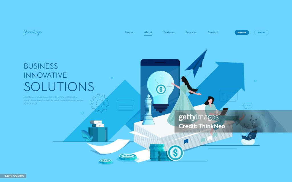 Innovative Solution Vector Business Woman Finding Innovative Solution Concept High-Res Vector ...