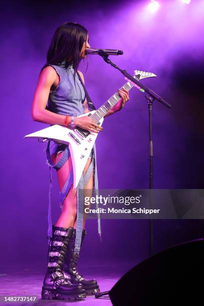 Performs at the Mojave Tent during the 2023 Coachella Valley Music and Arts Festival on April 16, 2023 in Indio, California.