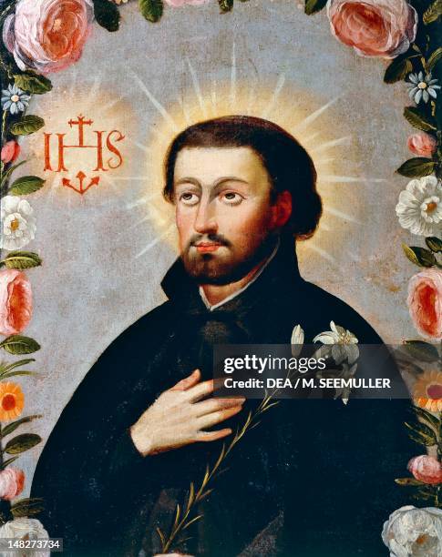 St Francis Xavier Surrounded By Roses 18th Century By An Artist Of st-francis-xavier-surrounded-by-roses-18th-century-by-an-artist-of